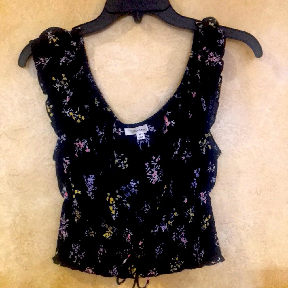 Medium black with floral colors worn only once!